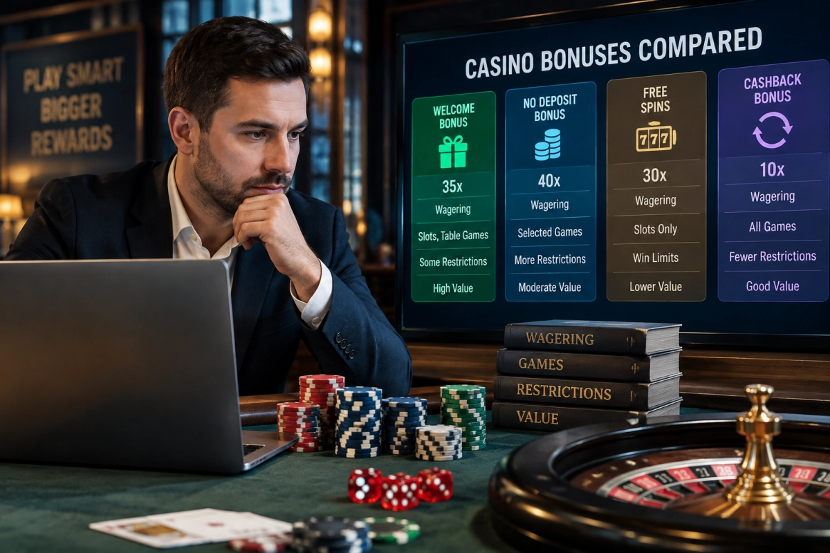 Casino Bonuses Compared: Wagering, Games, Restrictions and Value
